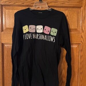 Black 'I Love Marshmallows' Long Sleeve Shirt